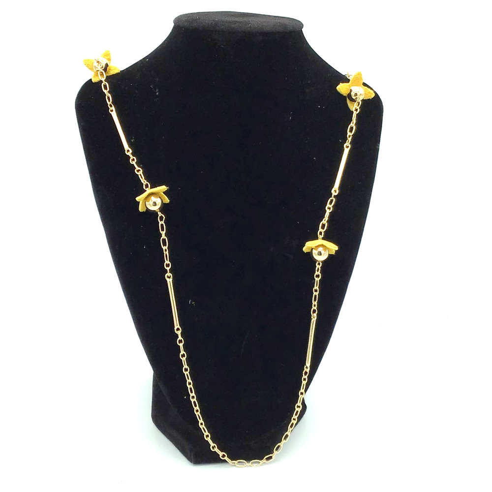 Jacklyn Smith‎ Necklace  Yellow Leather Flowers